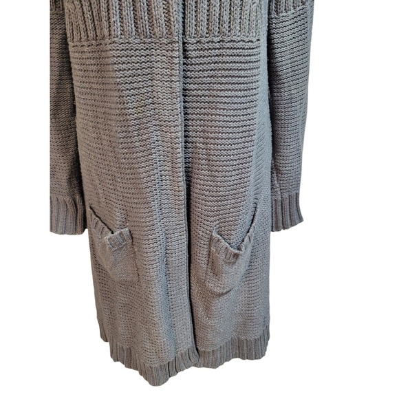 Apt 9 Snap Front Long Cardigan Size L Women's  Gray Quiet Luxury  Mock‎ Neck - Picture 4 of 11
